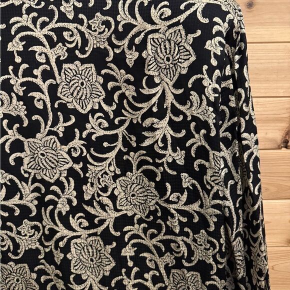 Vintage Anne Klein Size XLarge Silk Oversized Filigree Pattern Boyfriend Blazer - Picture 9 of 13